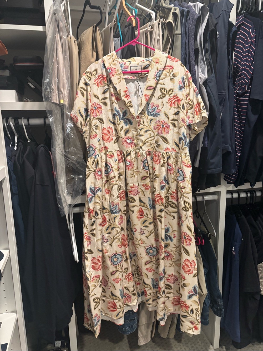 Tuckernuck Cream Floral V-Neck Midi Dress